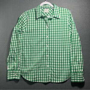J.Crew Green Gingham Button Down Shirt Womens Small Cotton Preppy Classic